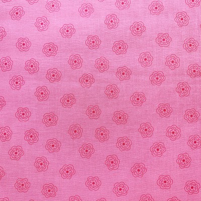 Coton à motif - Fleur rose rose